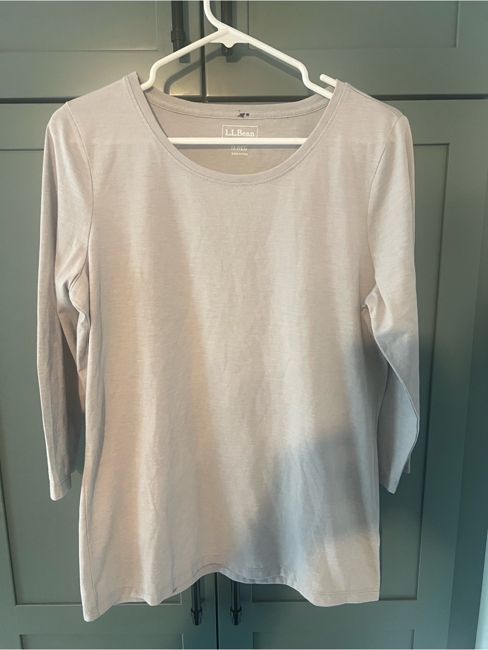 LL Bean Scoop Neck Pima Cotton Tunic 3/4 Sleeves Gray Sz Med